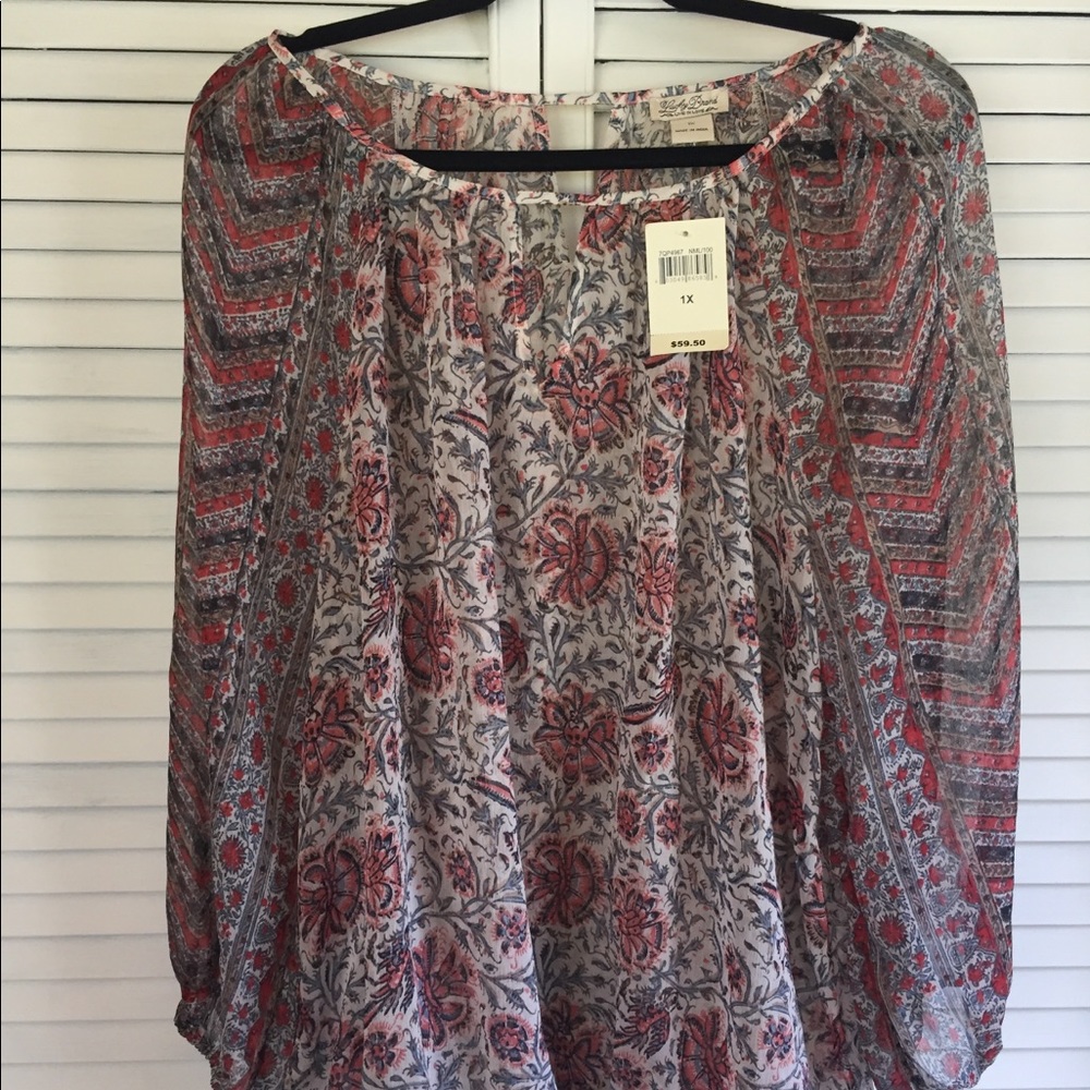 Lucky Brand Plus 1x super cute top/blouse